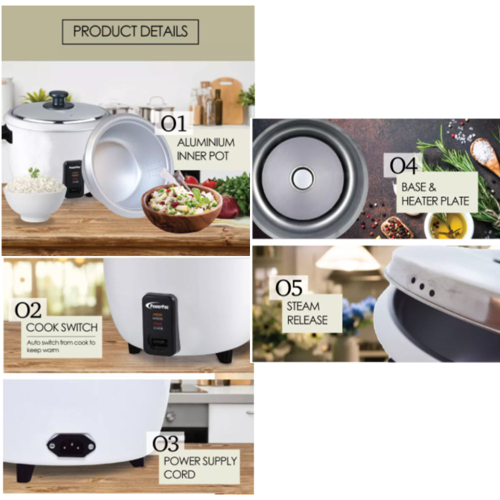 White [PowerPac] Rice Cooker (1.0L) feature